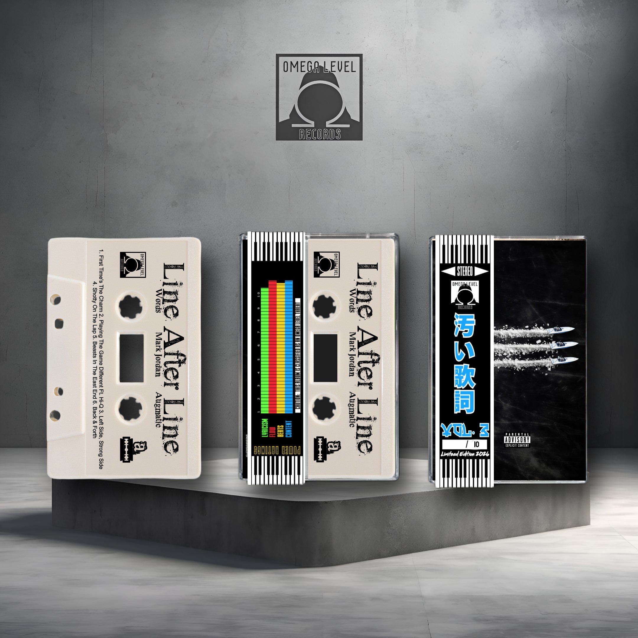 Words x Mark Jordan x Augmatic - Line After Line Limited Edition Beige Cassette with numbered Obi Strip